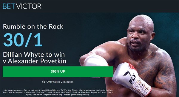 Alexander Povetkin vs Dillian Whyte Get 30 1 Whyte to win